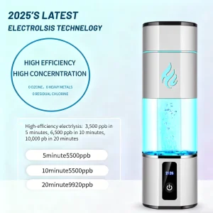 Hydrogen Water Generator 10000ppb 300ML SPE PEM Tech BPA Free Long Battery Life