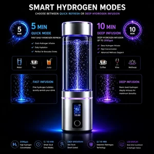 Hydrogen Water Generator Fast Electrolysis SPE PEM Technology Rechargeable Hydrogen Rich Water Bottle
