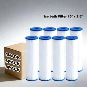 Ice Bath Cold Plunge Filter 10″x2.5″ 6pk Pleated Sediment Cold Plunge Tub Cleaner 20 Micron YHSV100A20