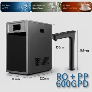 Industrial Compressor Ice Bank Cooling 3 Way Tap Smart Integrated Chilled Cold Boiling Filtered Water Purifier Kitchen System