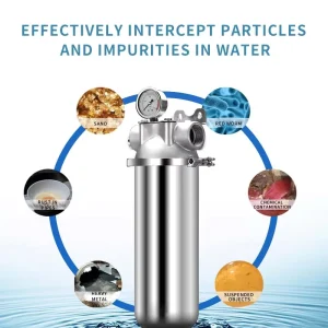 Industrial Outdoor Manual Water Treatment Appliance Stainless Steel Housing 20Micron Filtration 10000L H Flow 3 Water Prefilter