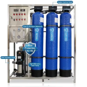 Industrial Water Treatment System with PLC-Controlled Pump, 500 L/hour RO Plant, 304 Stainless Steel Frame, and 3-Stage Filtration