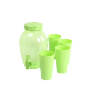 Injection Molded Plastic Beverage Dispenser with Spigot Clear Drink Bottles and Faucet for Summer Outdoor Use