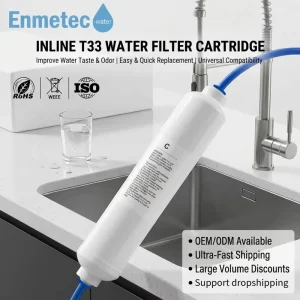 Inline T33 Post-Carbon Water Filter for RO System Household and Hotel Universal Quick-Change Activated Carbon Filter Cartridge