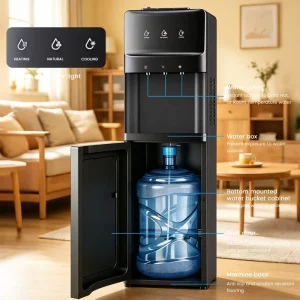 Instant Hot and Cold Bottom-Loading Freestanding Electric Water Cooler Dispenser with Touch Screen
