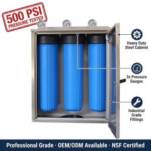 Integrated 3 Stage Big Blue Water Filter System Whole House PFAS & Lead Removal Purifier with Protective Housing for AU Market