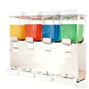 Juice Dispenser 4 Tanks Mini Stainless Steel 64L Silent for Restaurant
