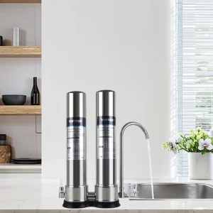 Kitchen Countertop UF Water Filter Kit with Stainless Steel Faucet Quick Install for Cooking Drinking Water