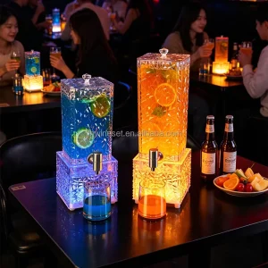 LED Crystal Wine Tower Beverage Dispenser Split Design Faucet Removable Battery for Party Bar Club