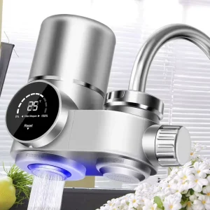 LED Digital Display Manual Faucet Mount Water Filtration System Kitchen Tap Filter Activated Carbon Reduces Chlorine