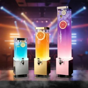 LED-Illuminated Beverage Dispenser with Stainless Steel Spigot Beer Tower