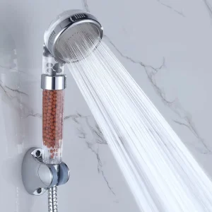 LED Plastic Rain Filter Filtration High Pressure Water Saving Metered Faucets No Batteries Wall Mount Shower Head