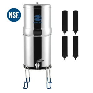 LT-2.25A NSF Certificate Gravity-Fed Water Filter System with Purification Filters and Stand for Home Camping Travel
