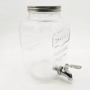 Large 5L Mason Glass Juice Jar Dispenser with Tap 8L Big round Wine Jar for Food Use