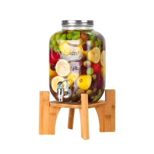 Large Capacity Crystal Cold Juice Jars Stainless Steel Glass Drink Dispenser with Tap