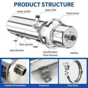 Large Flow 1000 10000 L H Whole House Water Treatment System Pvdf Washable Uf Membrane 304 Stainless Steel Water Filter System