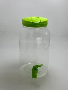 Light Green Color 3.8L 1 Gallon Plastic Beverage Dispenser Spigot Clear Summer Drink Dispenser for Parties Lemonade Juice