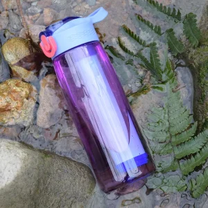 Lightweight Tritan Water Filter Bottle with Replaceable Filter Straw for Outdoor Adventure and Survival