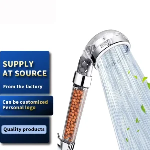 Luxurious Stone System Handheld Shower Head High Pressure Rainfall Ionic Vitamin VC Filter Modern Design Nickel Finish Bathroom