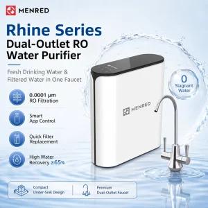 MENRED 400G Smart Dual-Outlet Under Sink RO Water Purifier 0.0001μm Reverse Osmosis Drinking Water Filter System with WIFI