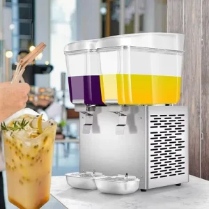 MK-JD216BD CE Approved Stainless Steel Refrigerated 220V Warm and Cool 32L Double-Bowl Beverage Dispenser