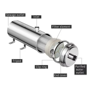MS-1000K 304 Stainless Steel Manual Ultrafiltration Water Filter System 0.01 Micron UF Self-Cleaning Filter for Sand, Rust, and Impurities
