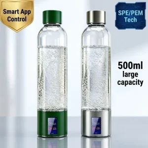MYVOES 9000ppb Battery Powered Hydrogen Water Generator FQ28 500ml with Dismountable Base for RV Car & Household Use