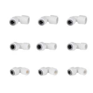 Male Elbow Manual Plastic Water Filter Purification System Quick Connector for RO Water System House and Outdoor Use