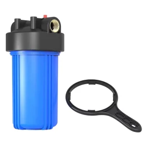 Manual 10″x4.5″ Plastic Whole House Water Filter Housing Blue Pre-Filtration System for Sediment Removal City Water