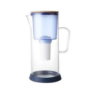 Manual Household Water Filter Jug Glass & Stainless Steel 3.3L Pure Activated Carbon Filter Refill Bag
