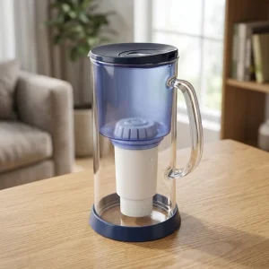 Manual Household Water Filter Pitcher 3.3L Glass & Stainless Steel Activated Carbon Filter Removes Chlorine Heavy Metal Bad Odor