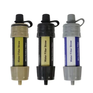 Manual Outdoor Water Filter Portable Survival Kit for Camping and Hiking with Personal Water Filter Straw Self-Cleaning 2-Stage