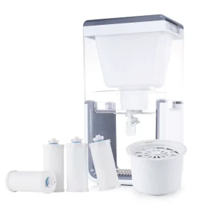 Manual Portable Outdoor Gravity Fed Drinking Water Purifier With Antibacterial Ceramic Filters 25L Capacity 6 Stage Filtration