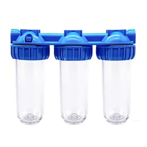 Manufacturer 3-Stage 1/2 Inch Brass-Connect Triplex 10 Inch Water Filter System with Clear Housings