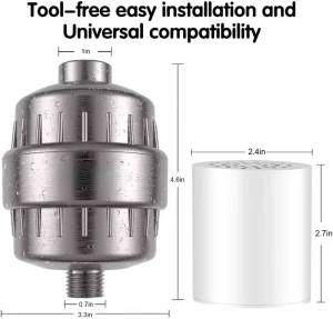 Manufacturer Supply15 20 Multi Stage Shower Filter Chlorine with Carbon KDF for Hard Water Chrome Water Shower Head Filters