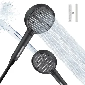 Matte Black Jet Spray Filter Shower Head 5+1 Functions Filtered Hand Shower Change Hard Water For Residual Chlorine Remove