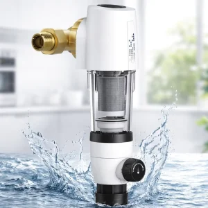 Menred Whole House Pre Filter with Backwash 40μm Universal Installation 4T H High Flow Sediment Water Prefiltration System