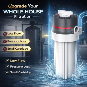 Menred Whole House Water Filtration System Water Filter Housing High Flow with 10″ X 4.5″ Sediment Filter Bypass Valve for Home