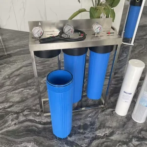 Middle East Market Custom Whole House Manual Water Filter System 3 Stage Filtration 4.5″ X 20″ Stainless Steel Frame Household