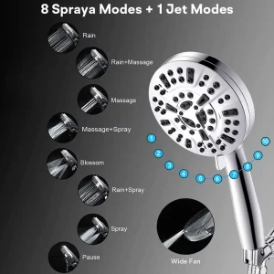 Minerals Stones Replacement Filters Shower Head 9 Modes Spray Combo High Pressure Detachable Filtered Shower Head
