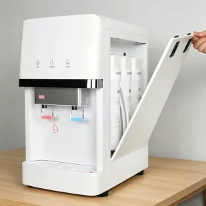 Mini Cooler 75 GPD 5 Stage Reverse Osmosis RO 2T Standard Inline Filter White Water Dispenser Release of Cold and Hot Water