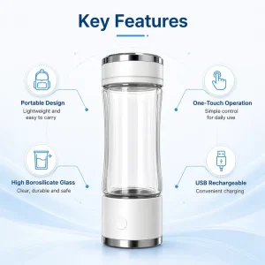 Mini Glass Hydrogen Water Generator Bottle Portable Molecular Hydrogen Water Bottle