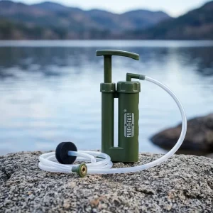 Mini Hand Pump Portable Personal Water Purifier with Ceramic Filter for Travel, Hiking, Camping, and Emergency Survival