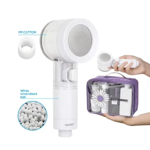 Mini Travelling Hand Shower PP Cartridge Filtered Shower Head ON OFF Function Showerhead Delete Bacteria Impurities