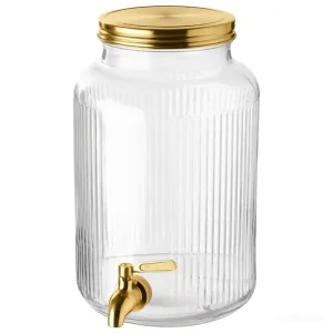 Modern Glass Cold Silver Beverage Dispenser with 3L 5L 8L Capacity Kitchen Use Camping Ready Jar and Base
