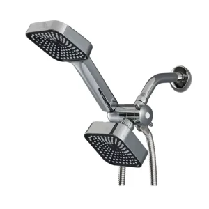 Modern High Pressure Dual Shower Head System with Handheld Spray 3 Way Diverter Square Double Shower Head Set for Bathroom