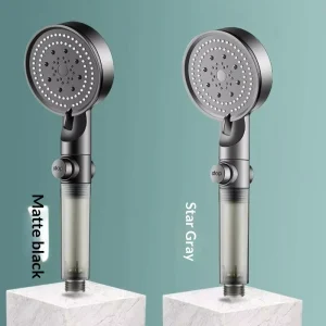 Modern Simple Design Pressurized Shower Head Set Supercharged Power One-Touch Water Stop Wall Mounting for Home Bathroom