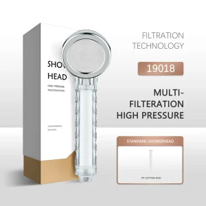 Modern Transparent High Pressure Handheld Shower Head PP Cotton Maifan Stone Filtration Single Outlet for Hotel Shower Rooms