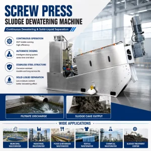 Multi Disc Screw Press Digestion Sludge Disposal Machine Gear Water Treatment Machinery Automatic Sludge Dewatering Machine