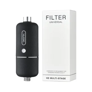 Multi-Stage Shower Water Filter, Plastic Black, KDF Activated Carbon, Chlorine Reduction, Hard Water Softener